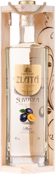 Sliv.zlatá 50% 0,7L drev.kazeta