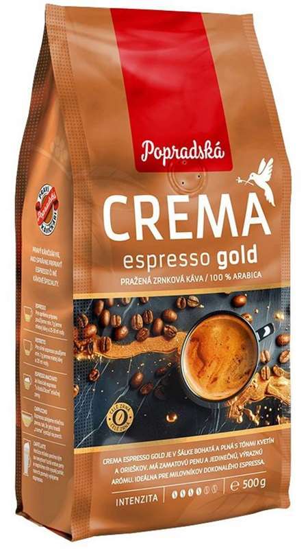 Káva Popradská crema espresso Gold 500g zrno