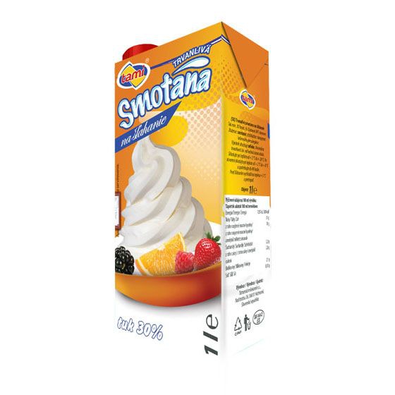 Smotana UHT na šľahanie 30% 1L Tami