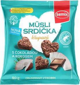 Musli srdiečka čokoláda kokos 50g Semix