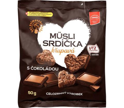 Musli srdiečka čokoládové 50g Semix