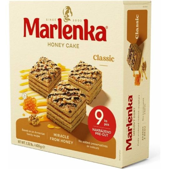 Torta Marlenka med 600g krájana 9 porcií vl.orechy