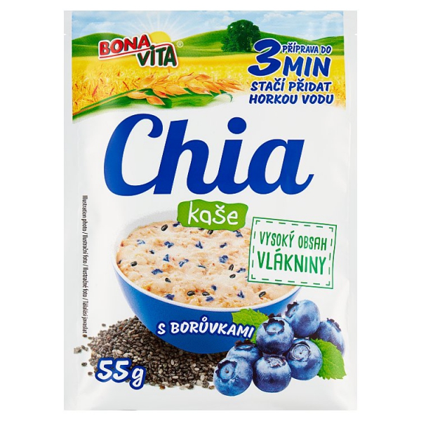 Ovsená kaša Chia 55g čučoriedka Bonavita
